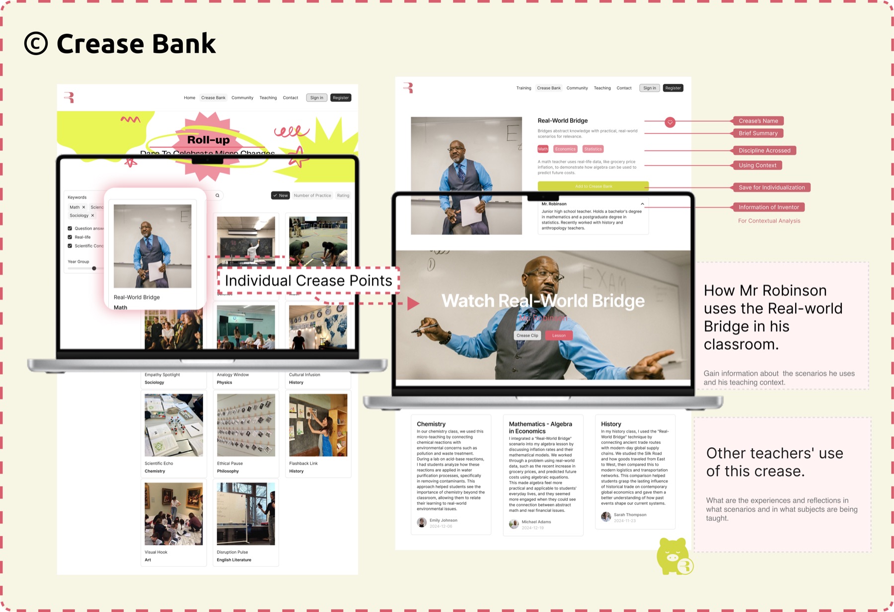 Roll-Up Crease Bank interface